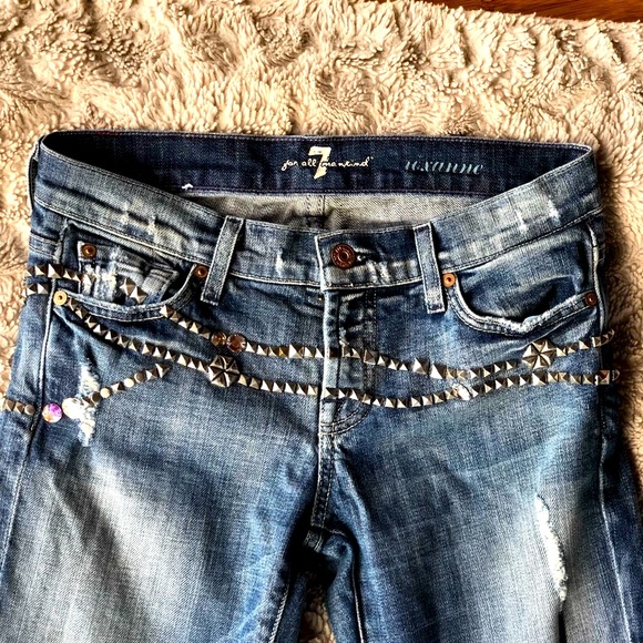 7 For All Mankind Denim - ❌❌SOLD❌❌. 7FAMK Roxanne Crystal Encrusted jeans with Swarovski Crystal